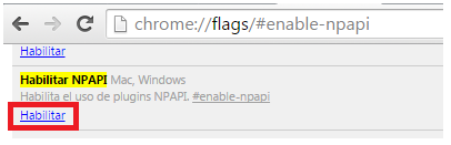 Pantalla Flags NPAPI Chrome